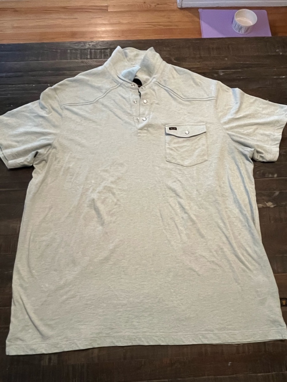 Howler Brothers Men’s Ranchero Polo Shirt in Heathered Grey/Mute Green Size XXL